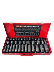 Jeu de douilles à chocs robustes de 35 pièces, entraînement 1/2 pouce, douilles profondes métriques 8-32 mm, coffret portable |   Pour la réparation de camions, de camping-cars et d'automobiles - Product Image 6