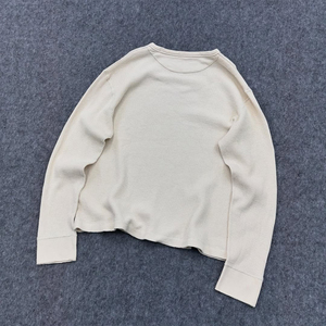 Magliette Termiche da <span class=keywords><strong>Uomo</strong></span> Personalizzate all'Ingrosso, in Maglia Waffle Pesante, a Maniche Lunghe, con Colletto a Costine con Cuciture a Contrasto, Oversize, Stile Vintage, Neutre - Product Image 2