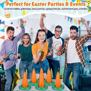 Jeu de lancer d'anneaux gonflables en PVC Seenelling Carottes de Pâques pour adultes, usage familial et scolaire, décorations de fête, amusant et mignon - Product Image 6