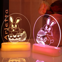 Newish – lampe Led acrylique 3D avec motif oeuf de lapin de pâques, alimenté par batterie USB, Base blanche pour chambre d'enfant, 2023 rvb