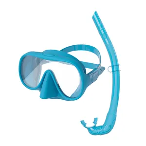 ZMZ dalış kaplı temperli cam tek lens tüplü dalış gözlük kuru üst şnorkel maske ve şnorkel seti
