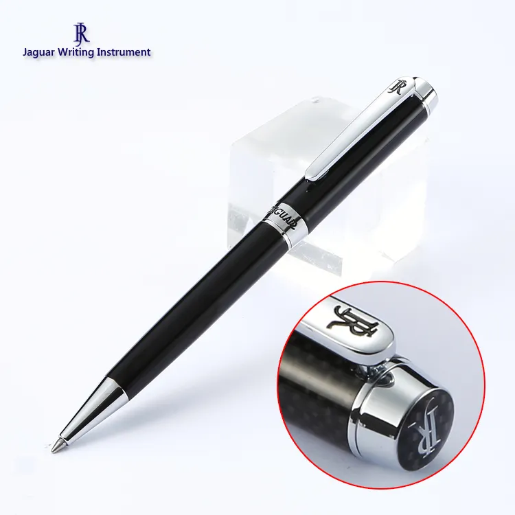 JR4001 Heavy Luxury Logo Customized Metal Ball Pen 3D Carbon Fiber Epoxy Top Pen