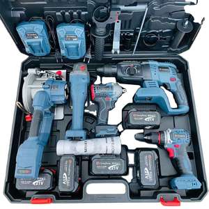 ชุดเครื่องมือไฟฟ้าไร้สาย 21V แบตเตอรี่ลิเธียมแบบไร้แปรงถ่าน 5-in-1 ชุดสว่านกระแทกและเครื่องเจียรไฟฟ้าอเนกประสงค์ - Product Image 3