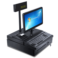 Terminal de point de vente tout-en-un Licon 15,6 pouces avec imprimante thermique intégrée de 58 mm, processeur J1800/J1900 pour utilisation en supermarché et commerce de détail, Windows 7/8/10