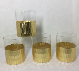 En gros personnalisé gravé feuille d&amp;#39;or <span class=keywords><strong>vin</strong></span> carafe à whisky en verre et en verre ensemble - Product Image 2