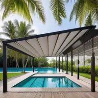 Pergola pliante d'extérieur en alliage d'aluminium 3x6m pour terrasses et cours, avec auvent de porte, beige/argent
