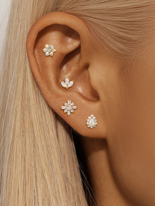 ต่างหูเงินแท้ 925 ดีไซน์แฟชั่นรูปดอกไม้และดาว สำหรับสาวๆ - Product Image 3
