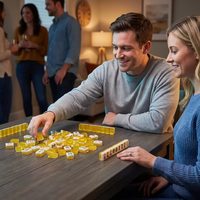 Jeu de tuiles de mahjong de voyage avec pochettes de rangement à fermeture éclair et étui de transport pour le camping, les soirées de jeux en plein air et les adultes