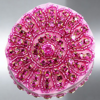 Patchs perlés en strass de haute qualité de 6 cm, appliques en cristal colorées, garniture en dentelle faite à la main avec paillettes pour accessoires de vêtements DIY