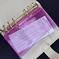 Sobres Transparentes de PVC con Purpurina, Bolsillos Preperforados para Organizador de Presupuesto, Bolsas Flexibles y Resistentes para Retos de Ahorro, Entrega Rápida
