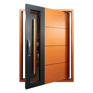 CE certificate German Smart Lock fire prevention Security Front Door Stainless steel Solid Wood Aluminum Alloy Center Pivot Door