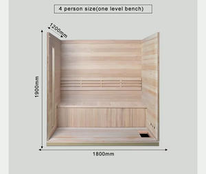3人用ドライスチームキューブ屋内サウナ無垢材伝統的なサウナルームポーチ付き - Product Image 6