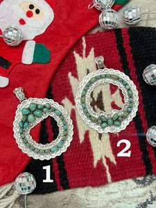 COLLECTION DE NOËL TENDANCE, PENDENT EN ARGENT STERLING FAIT MAIN AVEC TURQUOISE KINGMAN - Product Image 2