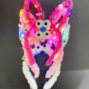 14-Light Plush Rabbit Ear Headband Small Gift with Colorful <b>Balls</b> Cartoon Rabbit Headwear Unisex Ages 5-14+ - Product Image 1