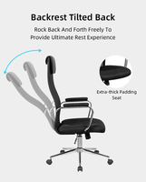 Chaise de bureau ergonomique à dossier haut pivotante avec tissu en maille respirant, vérin à gaz de qualité 3, mécanisme papillon, roulettes en nylon pour bureau à domicile