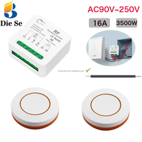 Interrupteur intelligent sans fil à 1 bouton avec télécommande, récepteur mini-relais 433 MHz, CA 110 V/220 V/230 V/240 V, 16 A, 3000 W, mini-plastique