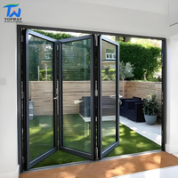 Puerta Plegable Exterior Resistente a Huracanes para Balcón de Villa, Puerta Plegable de Vidrio PVC