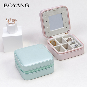 Boyang tùy chỉnh sang trọng xách tay lưu trữ đồ trang sức trường hợp PU da du lịch nhỏ hộp đồ trang sức với gương - Product Image 1
