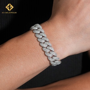 Bracelet en diamant de laboratoire 12,5 mm, chaîne cubaine en forme de croix, collier et bracelet en diamant de laboratoire, chaîne cubaine en diamant de laboratoire, diamant glacé 925 - Product Image 2