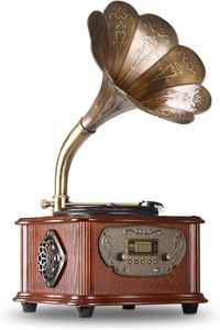 Tocadiscos de Vinilo Multifuncional, Gramófono, Receptor de Audio, Reproductor Multifuncional, Gramófono de Madera - Product Image 5