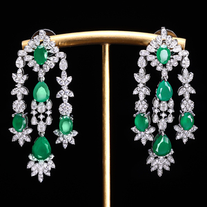 4 Buah <span class=keywords><strong>Set</strong></span> Perhiasan Mewah Besar dengan Zirkonia Kubik untuk Wanita Aksesori Pesta Pernikahan Pengantin Arab <span class=keywords><strong>Saudi</strong></span> Dubai - Product Image 6