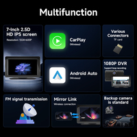 7 İnç Dokunmatik Araç Monitörü Ayna Bağlantılı FM Geri Görüş Kamerası AUX TF USB Carplay Ekranlı Carplay ve Android Auto Destekli Araç DVD Oynatıcılı