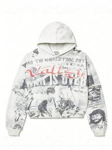 Sweat à capuche zippé vert à imprimé animalier pour homme, 100 % coton molletonné, col montant, style streetwear décontracté pour l'hiver - Product Image 4
