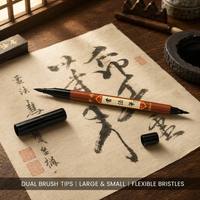 Ensemble de stylos de calligraphie professionnels double face écologiques personnalisés OEM SB69, encre à base d'eau, pointes élastiques noires pour