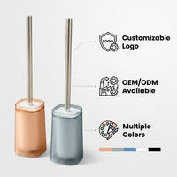 Ensemble de brosse de toilette avec couvercle hermétique hygiénique, manche en acier inoxydable robuste, décoration moderne pour la salle de bain, brosse de nettoyage des toilettes
