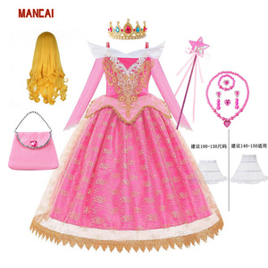 Halloween carnaval Cosplay princesse fille habiller enfants fête <span class=keywords><strong>belle</strong></span> <span class=keywords><strong>au</strong></span> <span class=keywords><strong>bois</strong></span> <span class=keywords><strong>dormant</strong></span> à manches longues Aurora fantaisie princesse robe Costumes - Product Image 1