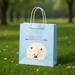 33155 Piccola Borsa Regalo 3D per Bambini e Bambine con Design Corona e Orso, Stampa Offset per Baby Shower e Feste di Matrimonio - Product Image 3