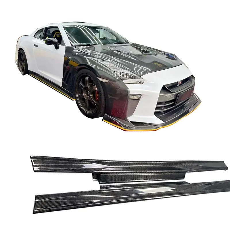 Top Secret Style Carbon Fiber Side Rok Voor Nissan Gtr R35 Perfecte Montage