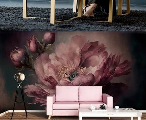 Barocke Blumen, satte, tiefe Farben, Pfingstrosen, individuelle Wandtapete für Wohnzimmer, TV-Hintergrundwand, Heimdekoration - Product Image 5