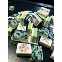 Juego de Mahjong Americano de 160 Fichas, Acrílico de 4 Capas, Verde Jade Marmoleado, Grabado en Bambú, Juego de Lujo para Noche de Juegos, Personalizado OEM