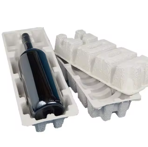 Imprensa Seca Papel Moldado Remetente De Vinho com Inserção De Bandeja De Polpa Elegante Garrafa De Vinho Embalagem Bandeja Interna Único Vinho Embalagem Caixas - Product Image 4