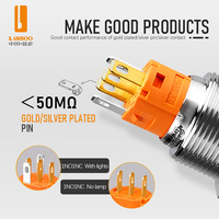 LANBOO-Interruptor de botón de metal luminoso, 16mm, 19mm, 3A, con reinicio de autobloqueo, 1NO1NC, resistente al agua IP65, rojo, verde, azul