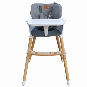 Mamakids EN เก้าอี้ไม้ยกระดับสำหรับทารก,แผ่นปูรองรับสีเทาเบาะ Pu รองรับอาหารเก้าอี้เด็ก - Product Image 1