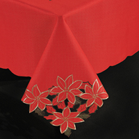Nappe brodée colorée OWENIE motif feuilles d'érable récolte d'automne, nappe de fête ajourée en lin rouge
