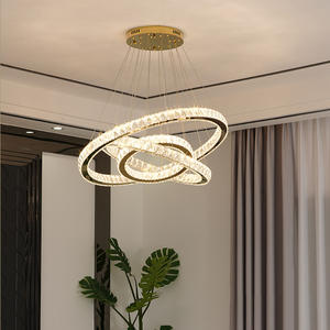 HFBH新款发光二极管水晶吊灯现代环形悬挂厨房灯3/<span class=keywords><strong>2</strong></span>/1圈餐厅客厅灯具2024 - Product Image 1