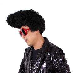 Elvis Curly Black Cosplay Costume Party Wag Ware-para fiestas de disfraces y juegos de rol - Product Image 1