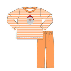 Père Noël Applique Bleu et Rose Rayé Noël Enfants Pjs En Gros Coton Toddler Garçons et Filles Pyjamas - Product Image 4