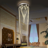 JYLIGHTING Lustre suspendu élégant à boucles imbriquées et perles de cristal, avec plaque miroir, pour entrée de villa duplex, luminaire de plafond