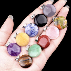 Simple élégant 20mm naturel cristal de guérison Quartz rond poli pendentif <span class=keywords><strong>breloque</strong></span> pour la fabrication de bijoux et bricolage collier décoration - Product Image 3