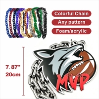 Cordon multicolore en mousse 3D ou acrylique, imprimé sur mesure, collier pendentif 3 couches, style sportif, portable