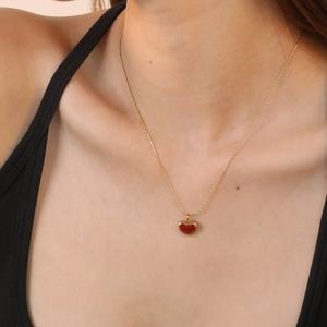 Collar de Acero Inoxidable con Colgante de Corazón Rojo Romántico, Chapado en Oro de 18K, para Mujer - Product Image 3