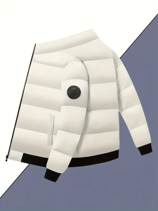 Dropshipping Chaqueta de invierno gruesa y cálida a prueba de viento para hombre-Verde Oliva Casual y versátil abrigo de senderismo al aire libre con bolsillos laterales - Product Image 3