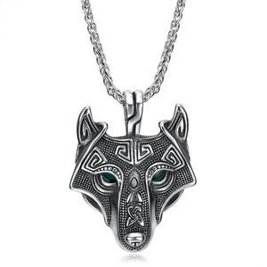 Collar con Colgante de Cabeza de Lobo Celta Estilo Vikingo Nórdico, Acero Inoxidable, Ojos Verdes, Joyería para Hombre, Regalo - Product Image 5