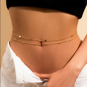 Chaîne de corps classique pour femme en acier inoxydable plaqué or 18 carats, anti-ternissement, étanche, bijoux de plage, vente en gros, approvisionnement en vrac - Product Image 1