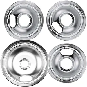 6" W10196406 and 8" W10196405 electric range replacement stove burner parts 4 packs chrome drip pan set