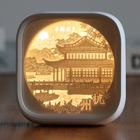 Lampe de nuit 3D LED décorative de bureau, souvenir de voyage, art de découpe de papier, effet d'ombre